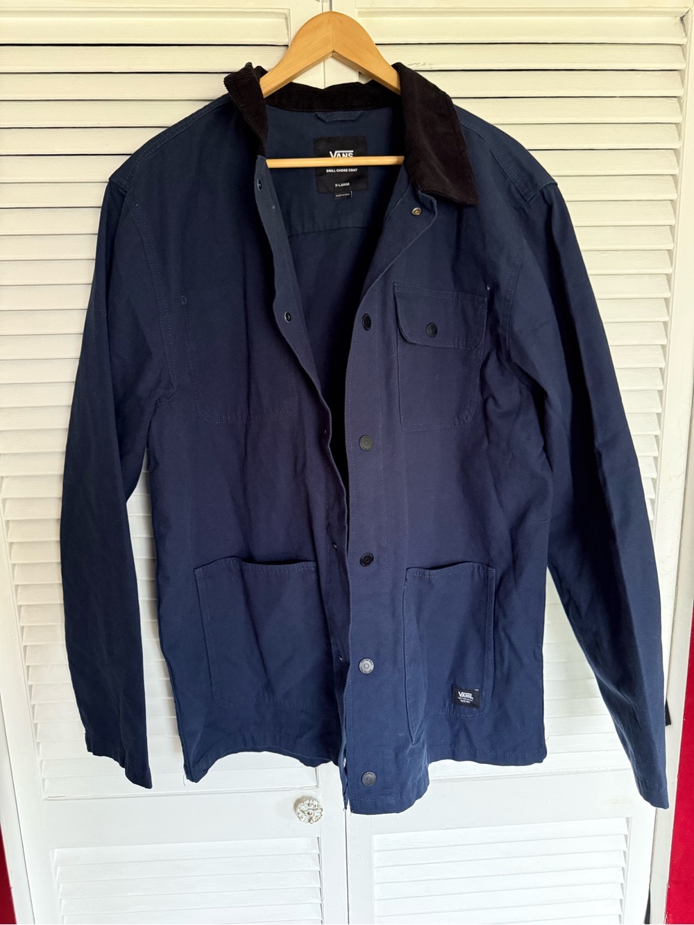 Vans Navy Lightweight Jacket with Dark Brown Corduroy Collar